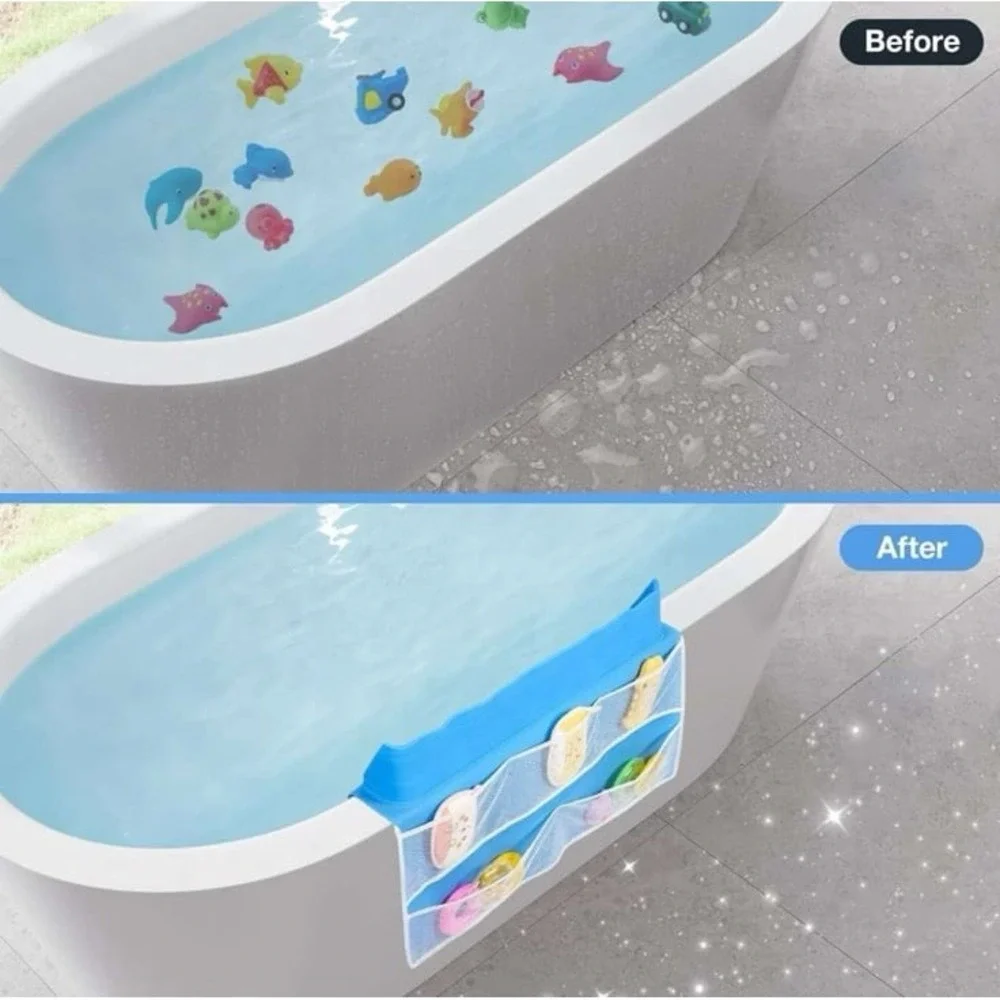 Ikkle Splash Guard For Bathtub Silicon Kids Bath Tub‎ Shelf And Organizer